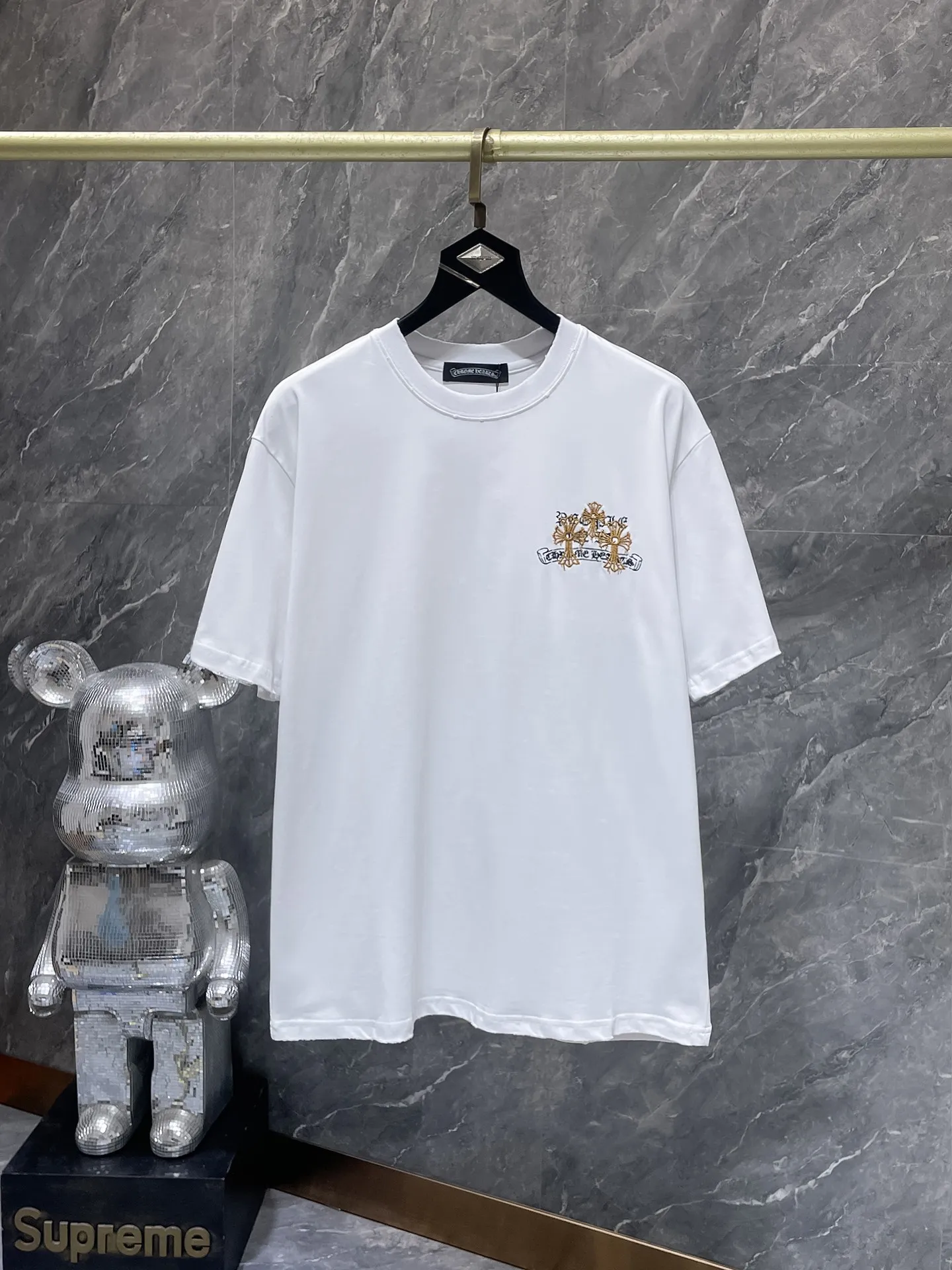 P150 New for summer Chrome Hearts 25ss High gram weight environmentally friendly high-quality top-grade fabric 280g Heavy cross embroidery hand-made frayed short sleeves Counter synchronization 1:1 replica version Recommended color: black white Size: S, M, L, XL